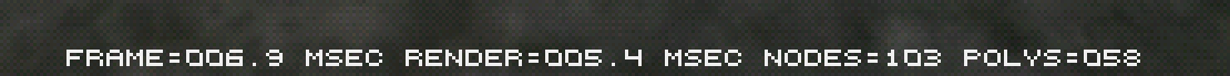 UT99 stat overlay reading FRAME=006.9 MSEC RENDER=005.4 MSEC