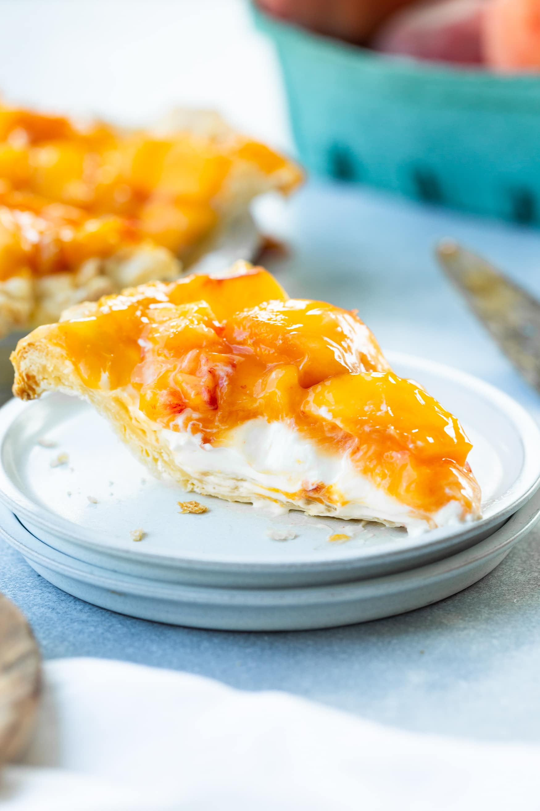 Peaches and Cream Layered Pie with Fresh Basil
