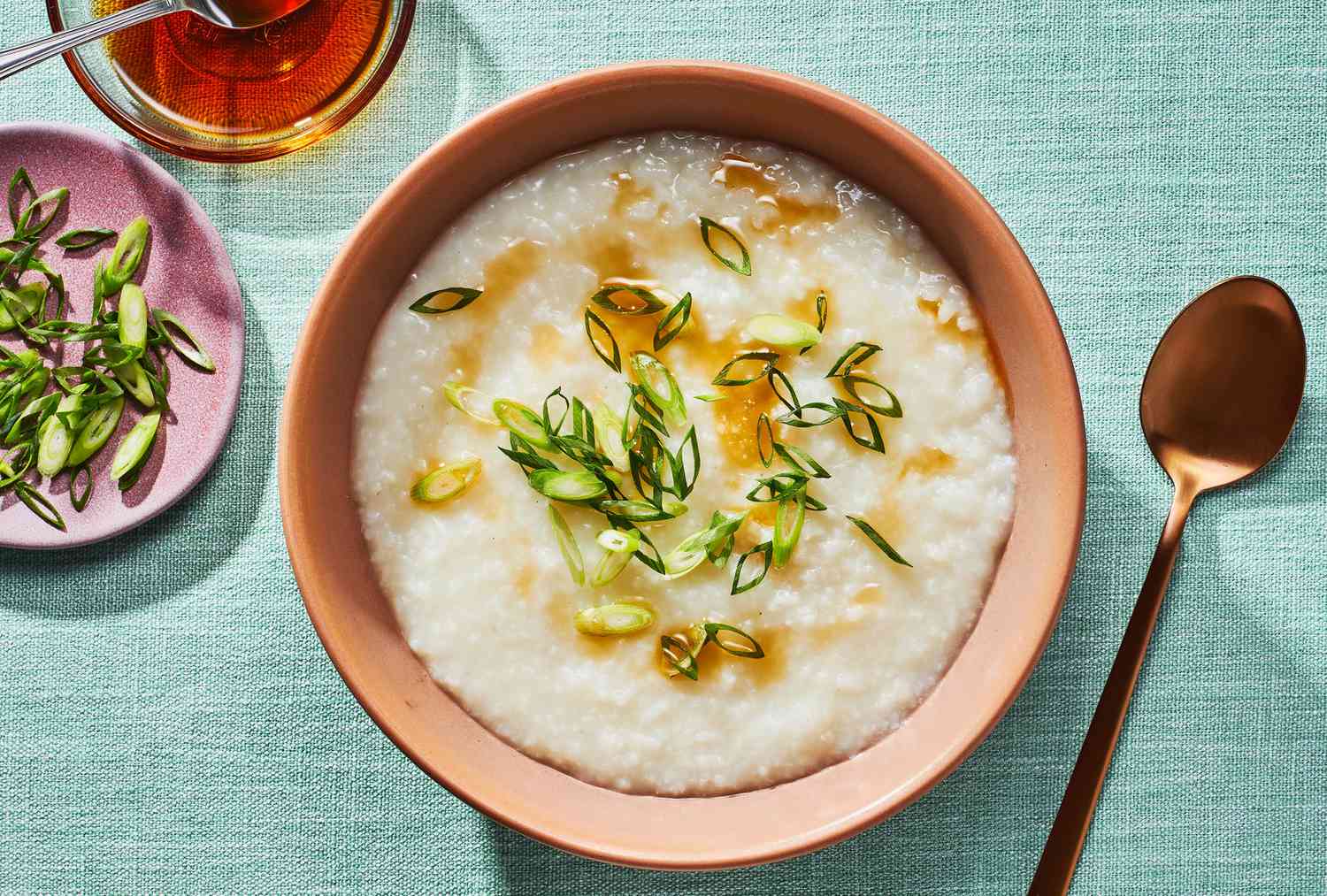 Rice Congee with Ginger, Scallions, and Poached Egg