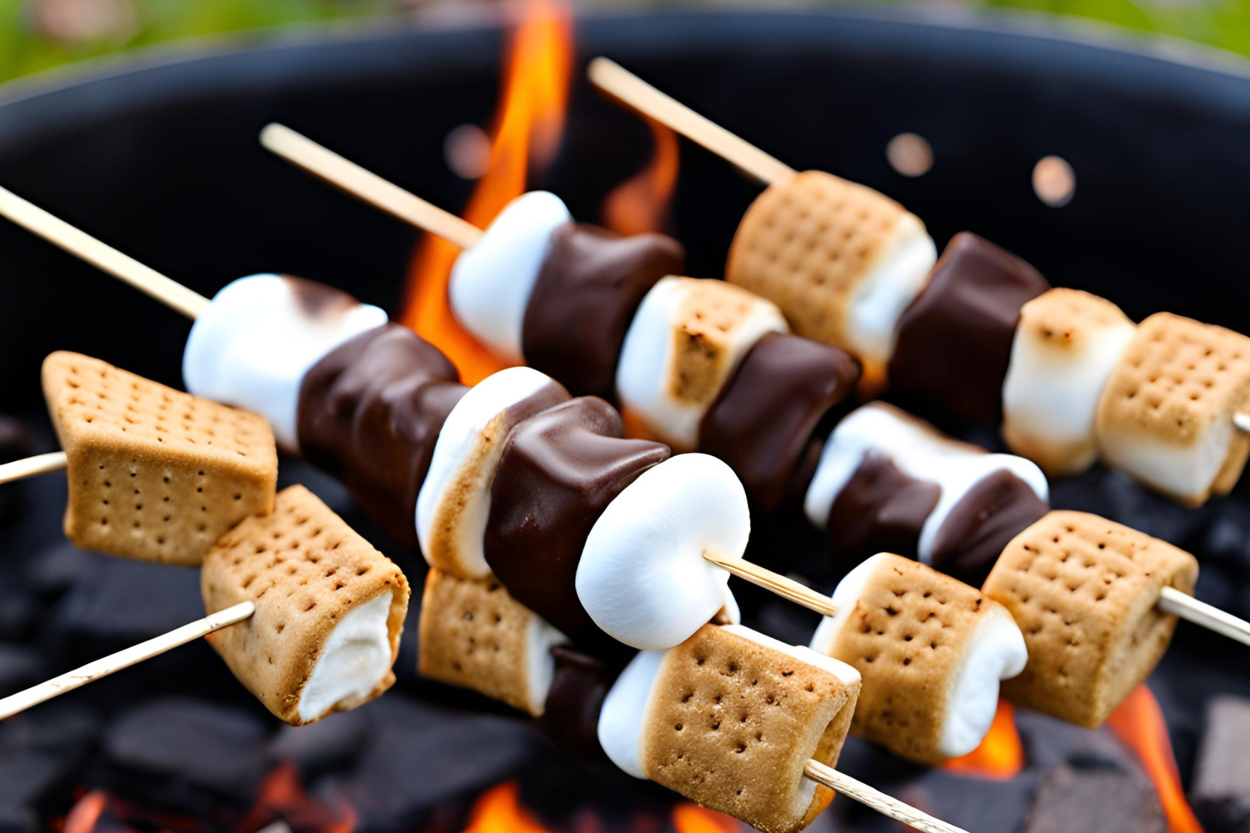 Grilled S'mores Skewers with Toasted Marshmallow Dip