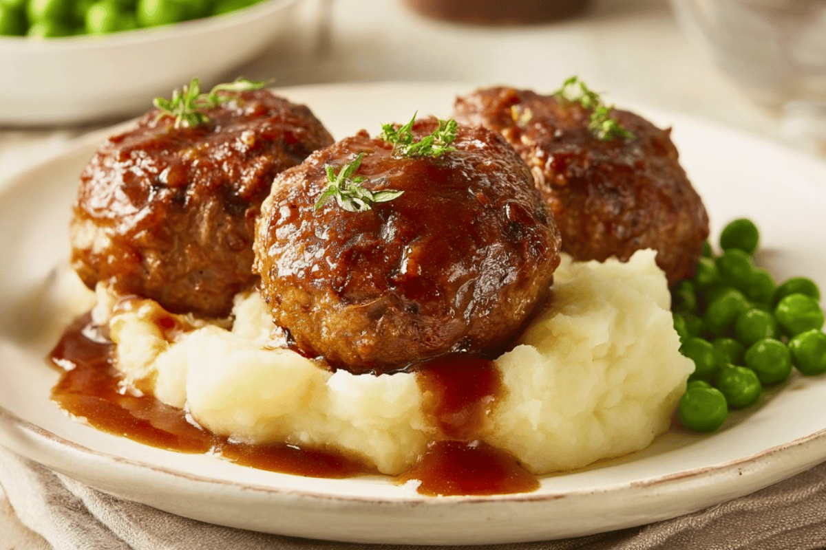 Slow-Cooked Beef Rissoles with Tomato and Worcestershire Sauce