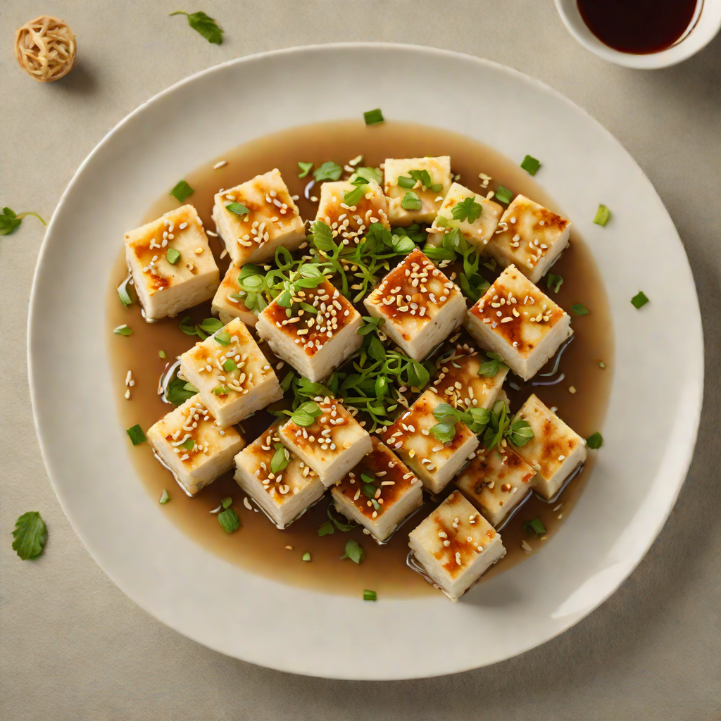 Steamed Ginger-Scallion Tofu with Sesame Oil