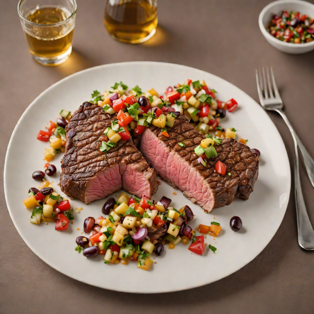 Pan-Seared Ribeye Steak with Tequila Bean Salsa