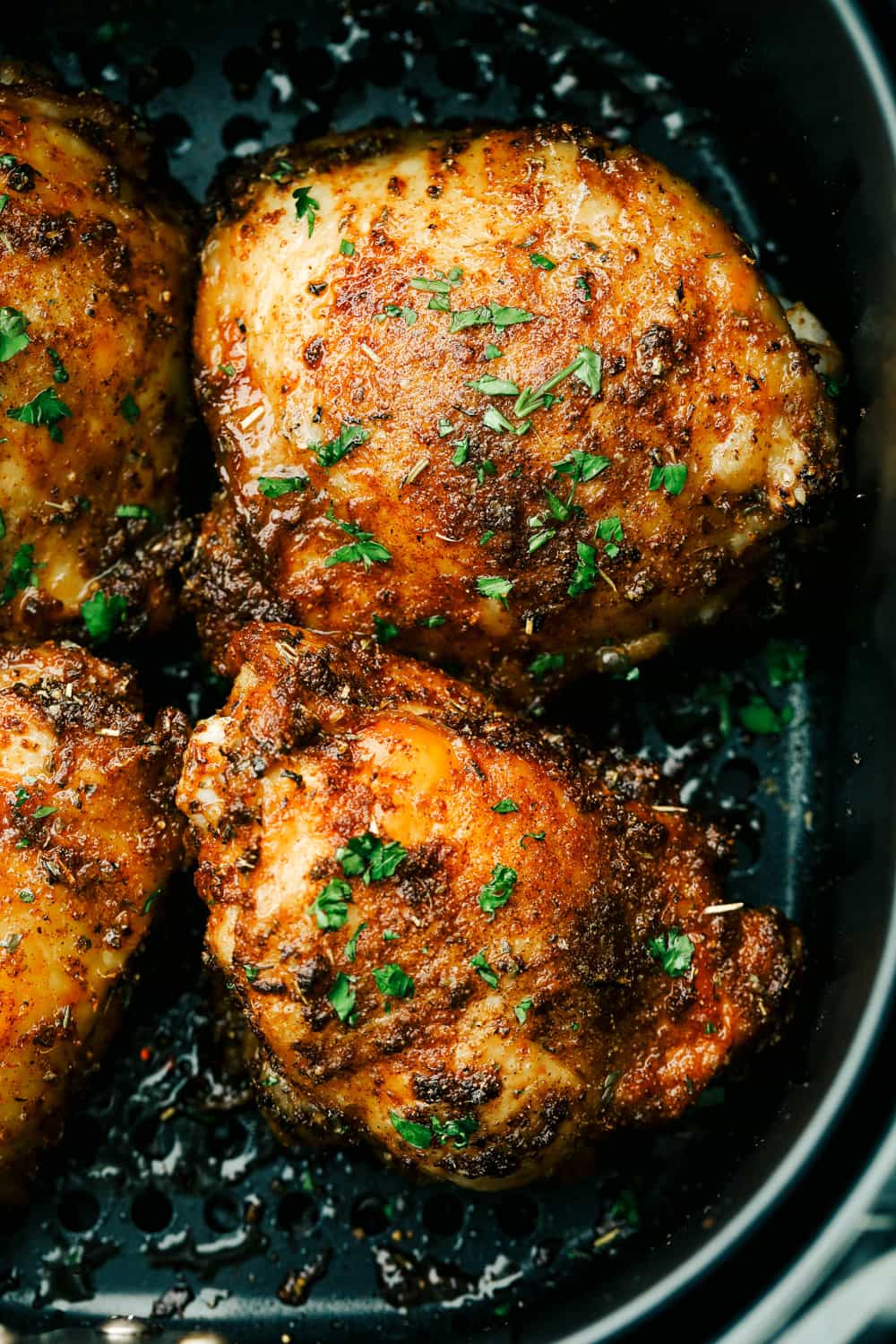 Crispy Air Fryer Caribbean Jerk Chicken Thighs