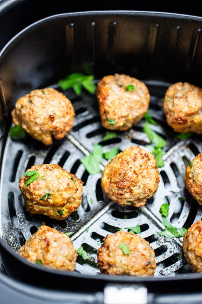 Air Fryer Turkey Meatballs with Sweet Potato Fries