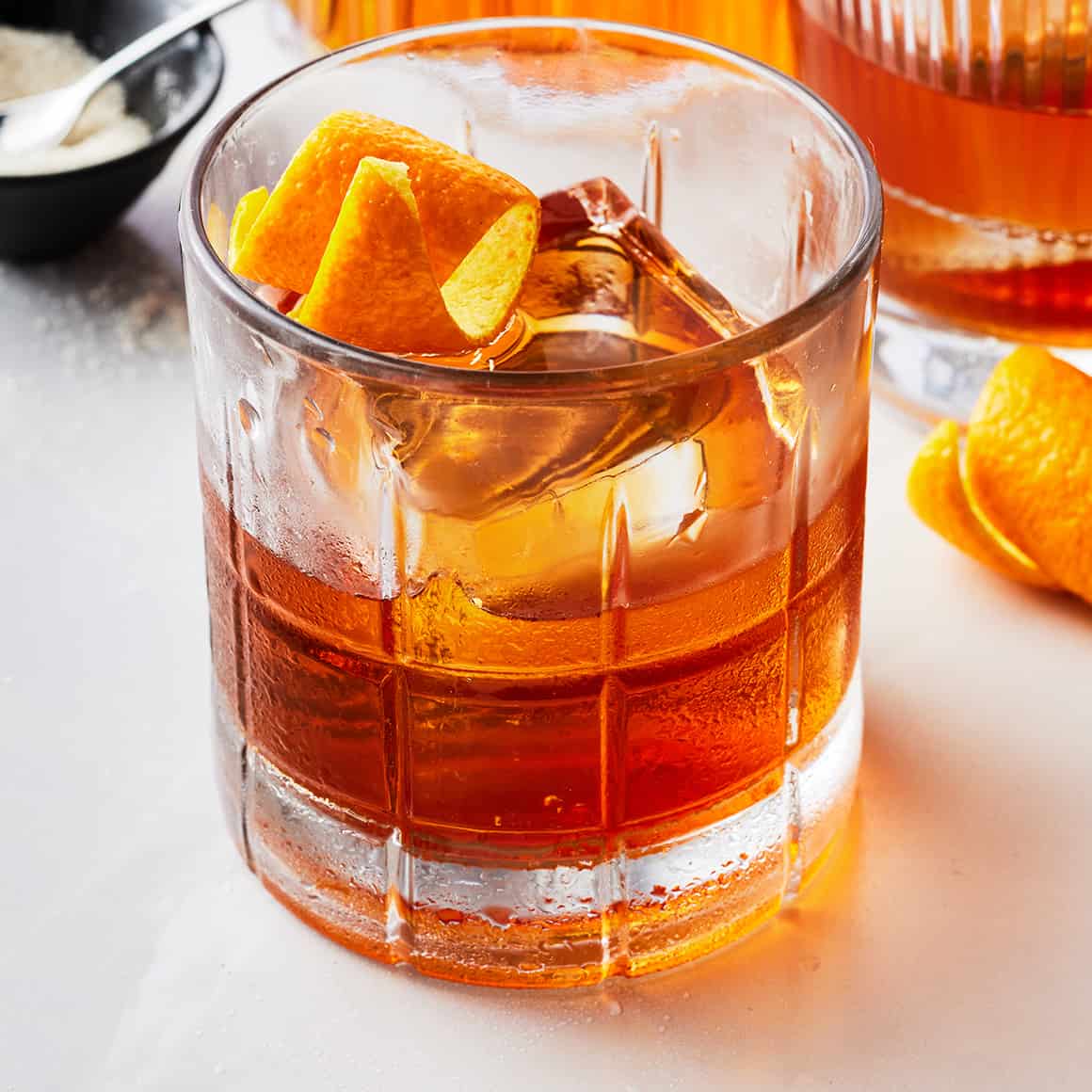 Old-Fashioned Whiskey Cocktail with Orange Zest