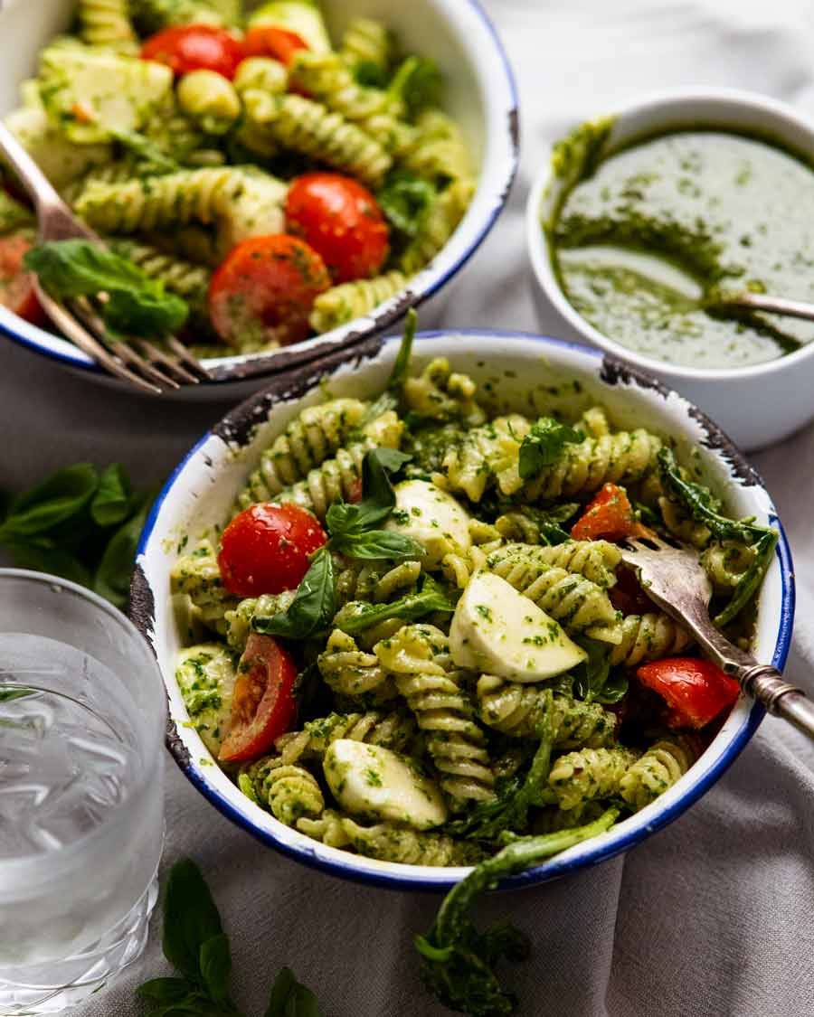 Italian-Style Roasted Vegetable Pasta with Basil Pesto