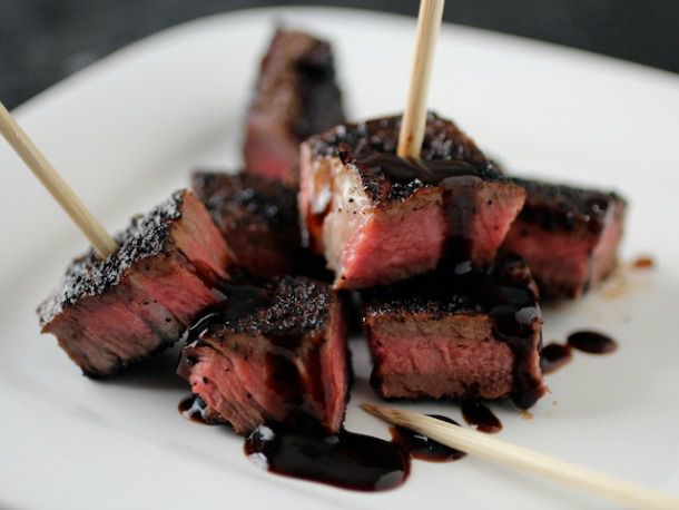 Coffee-Rubbed Beef Skewers with Bitter Cocoa Dust