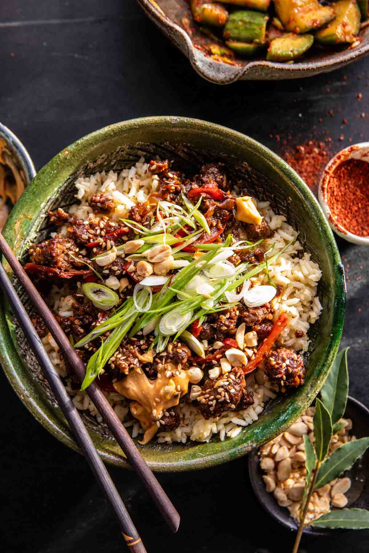 One-Pot Korean Beef and Rice Bowl with Gochujang and Sesame