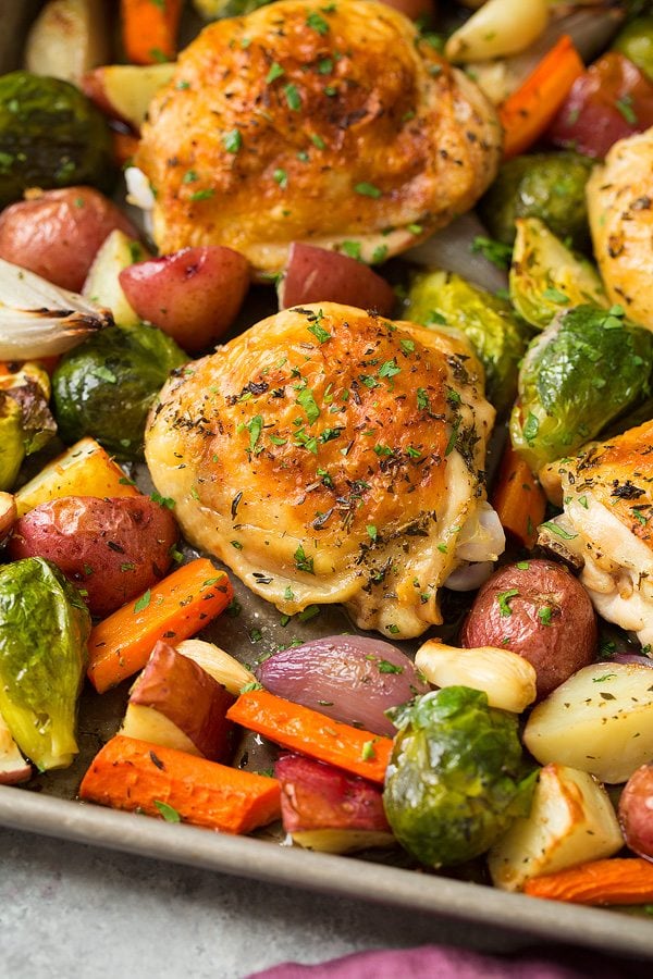 Sheet Pan Herb-Roasted Chicken Thighs with Carrots and Parsnips
