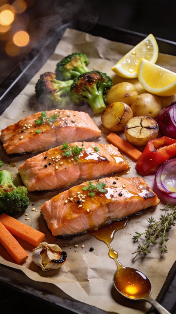 One-Pan Honey Garlic Salmon with Roasted Vegetables