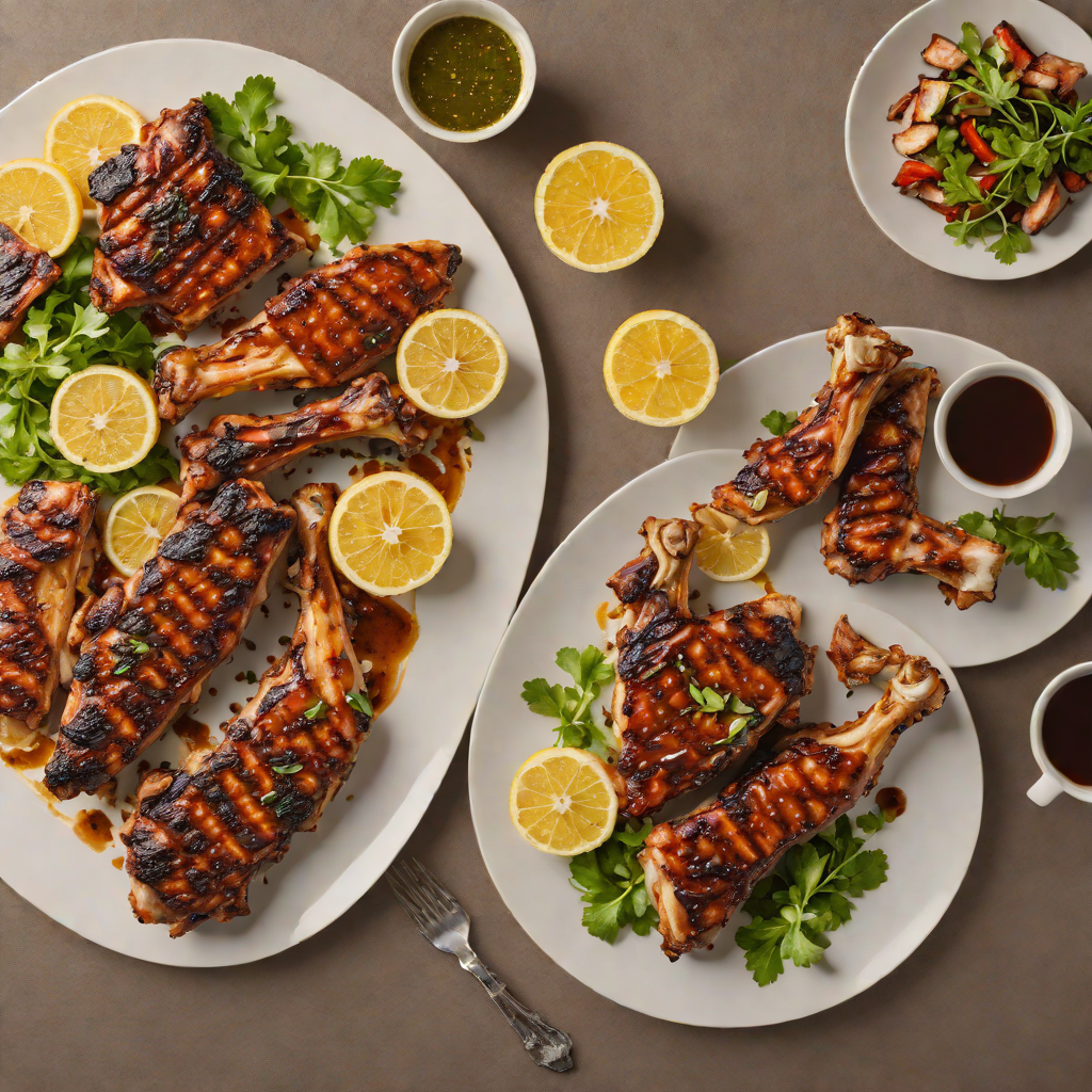 Grilled Lemon-Garlic Chicken and Roasted Pork Back Ribs
