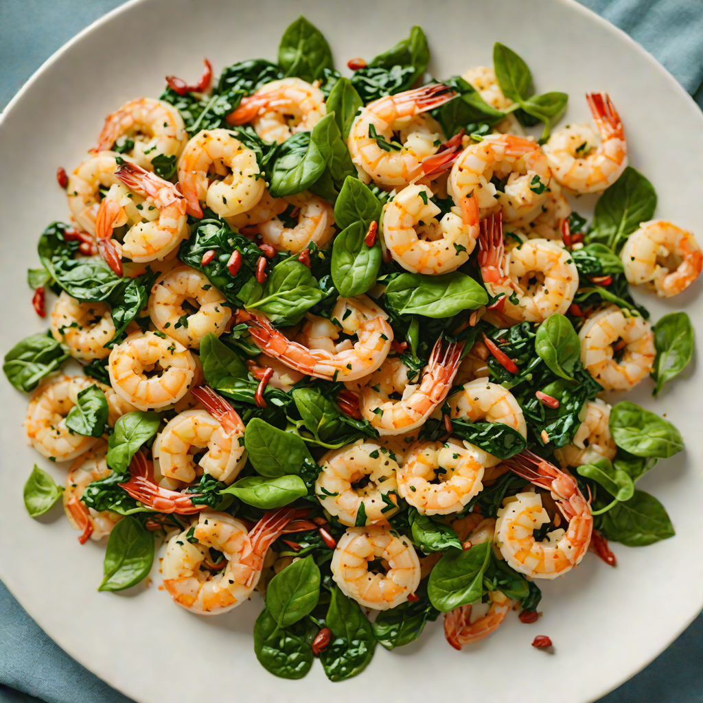 Quick Sautéed Garlic Shrimp with Spinach and Chili Flakes