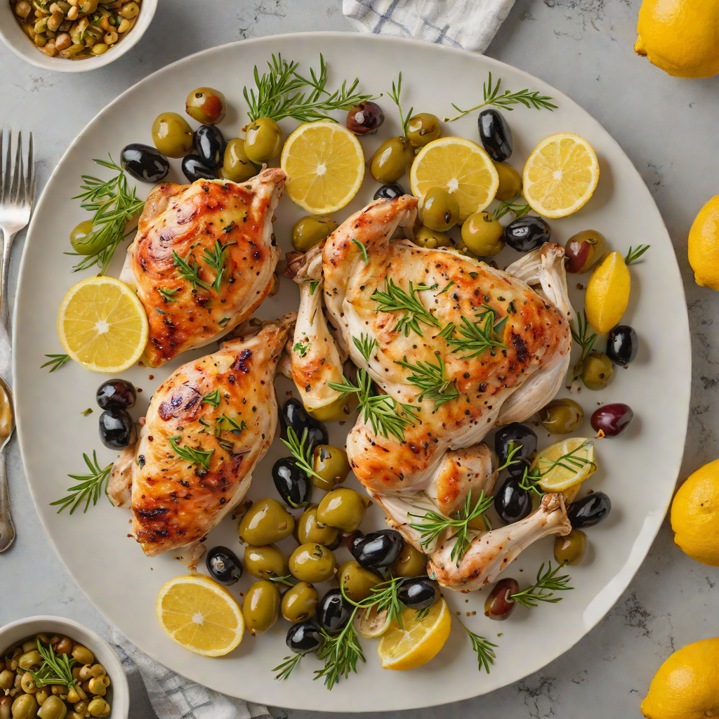 Sheet Pan Half Chicken with Lemon and Olives