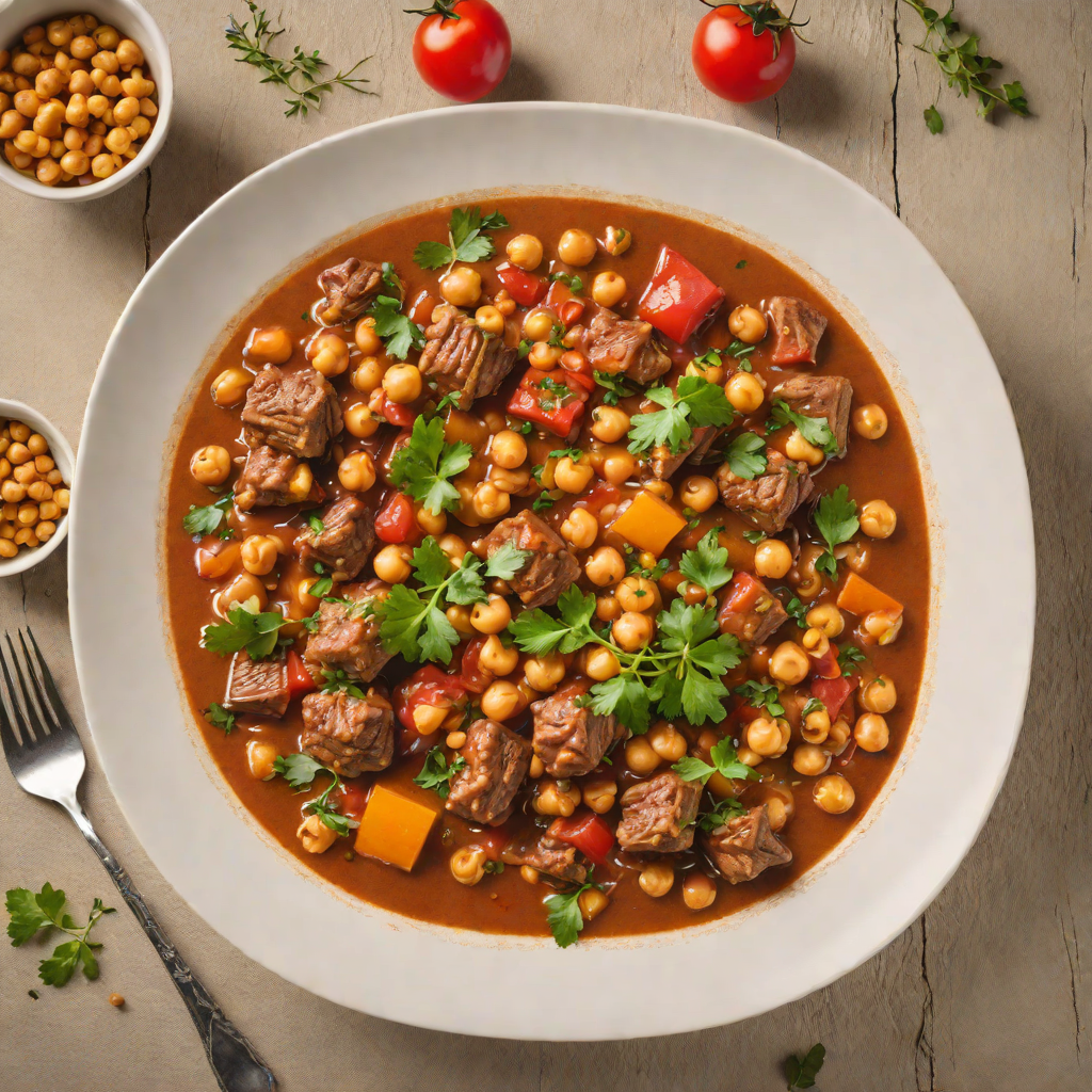 Slow-Cooked Lamb Stew with Tomato, Cinnamon, and Chickpeas