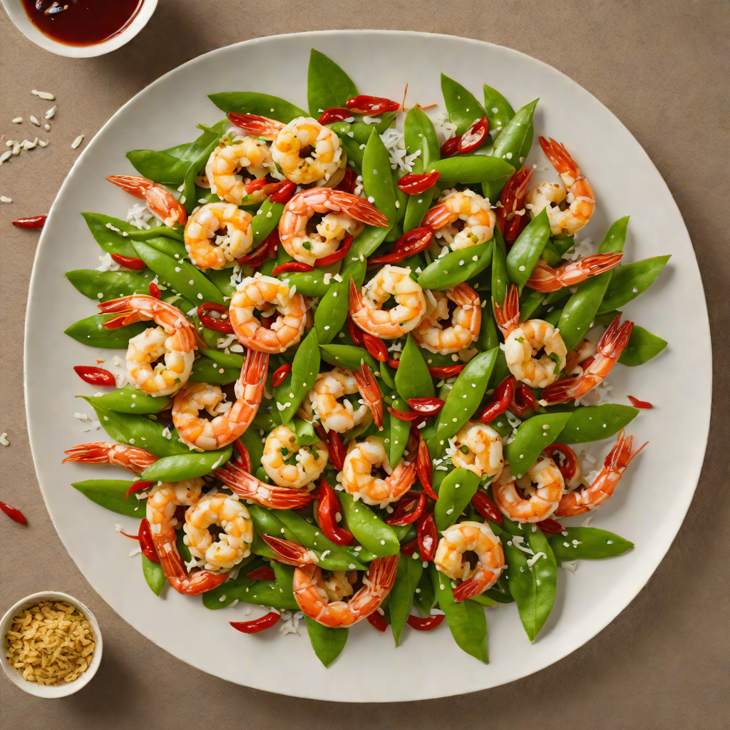 Stir-Fried Garlic Shrimp with Snow Peas and Red Chili