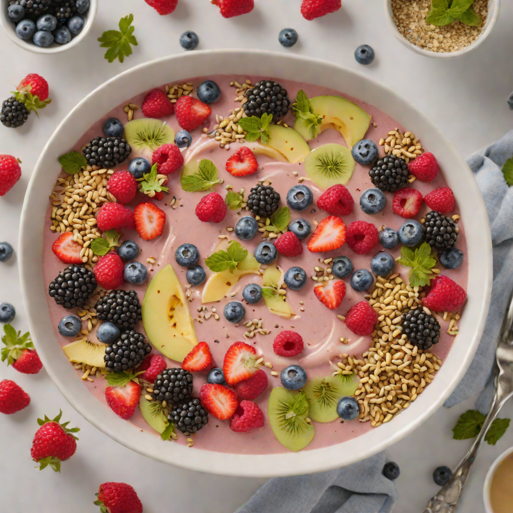 Lux-Inspired AI Coding Agent Smoothie Bowl with Mixed Berries and Chia