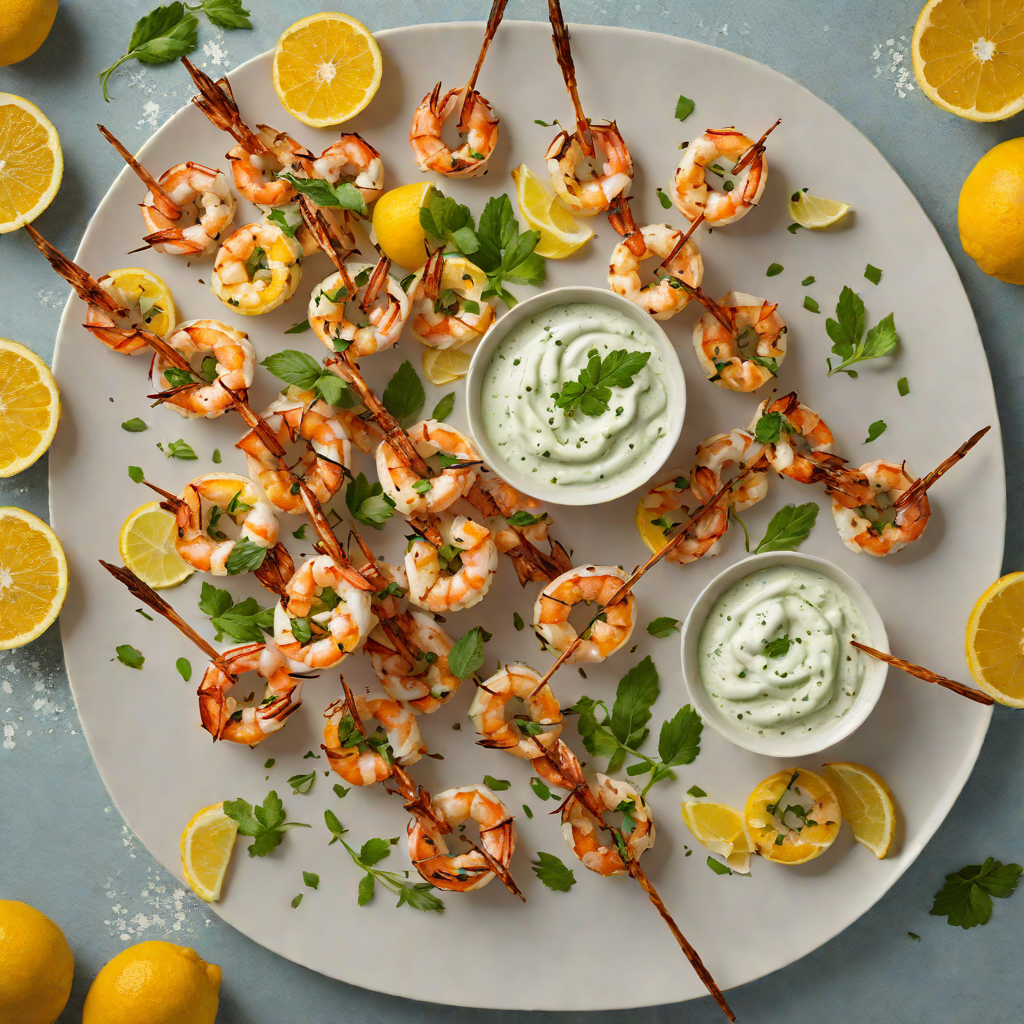 Grilled Citrus-Marinated Shrimp Skewers with Herb Yogurt