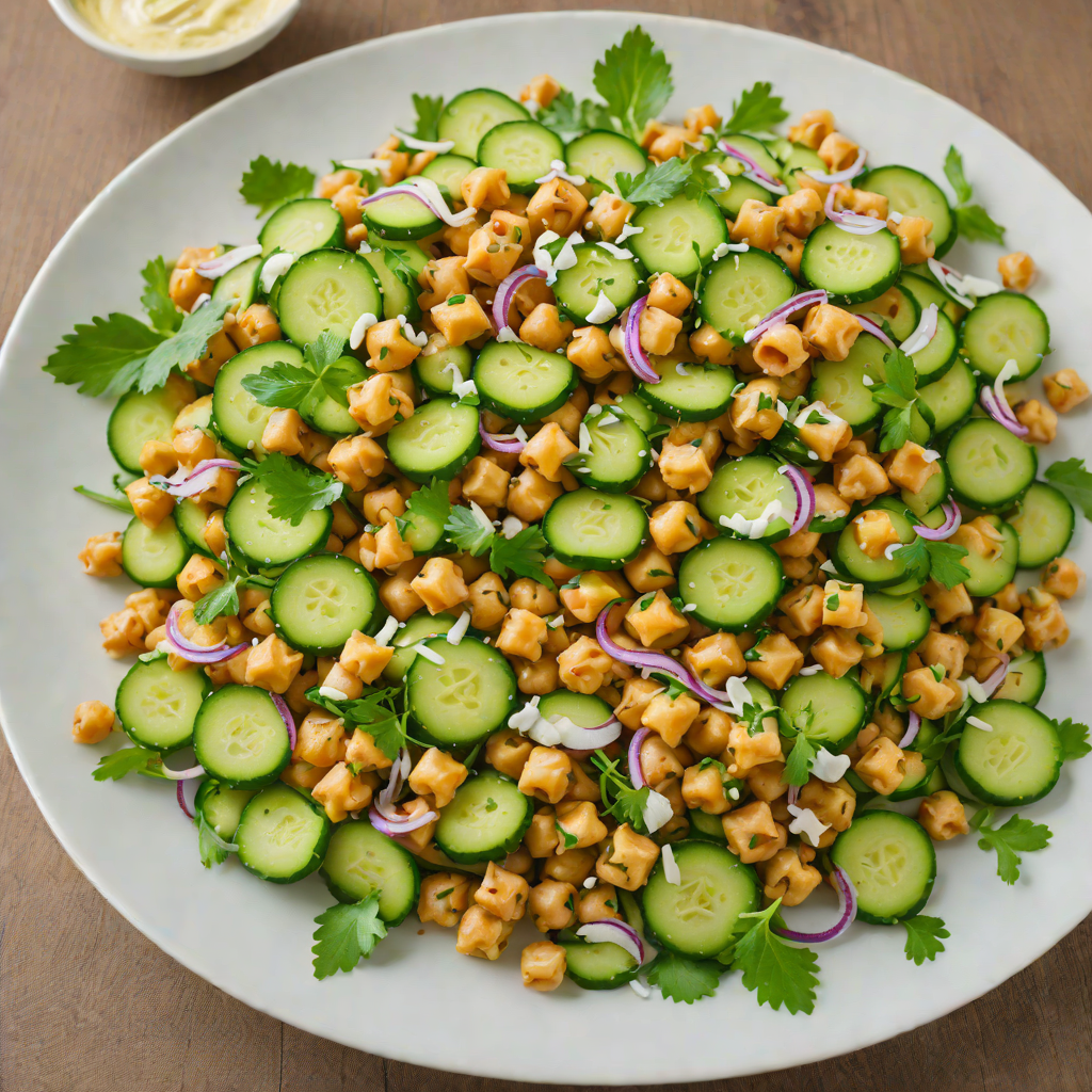 Vegetarian Chickpea and Cucumber Salad with Tahini Dressing