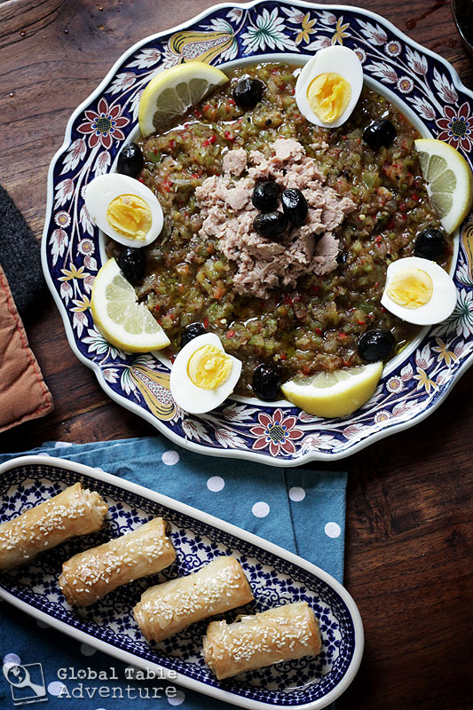 Slata Mechouia with Grilled Peppers and Tuna