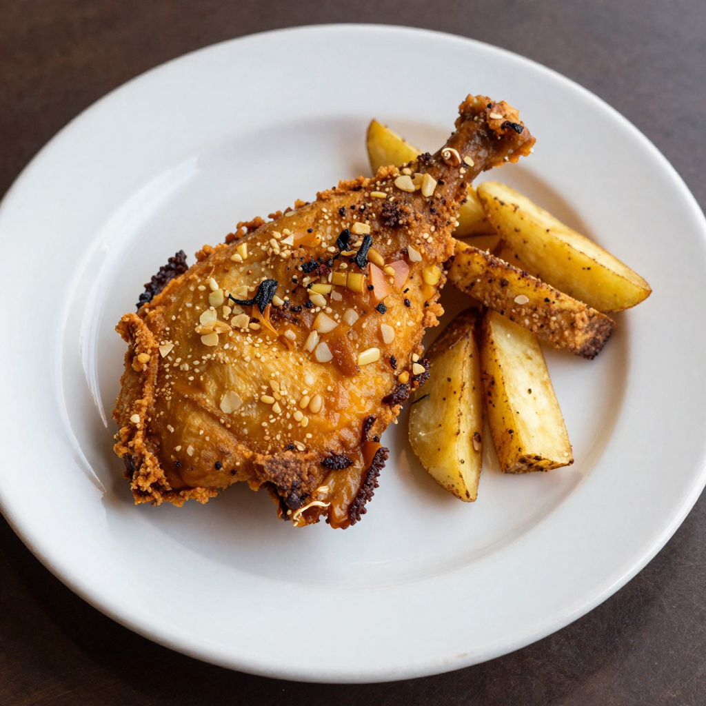 Pollo a la Broaster with Fried Yuca