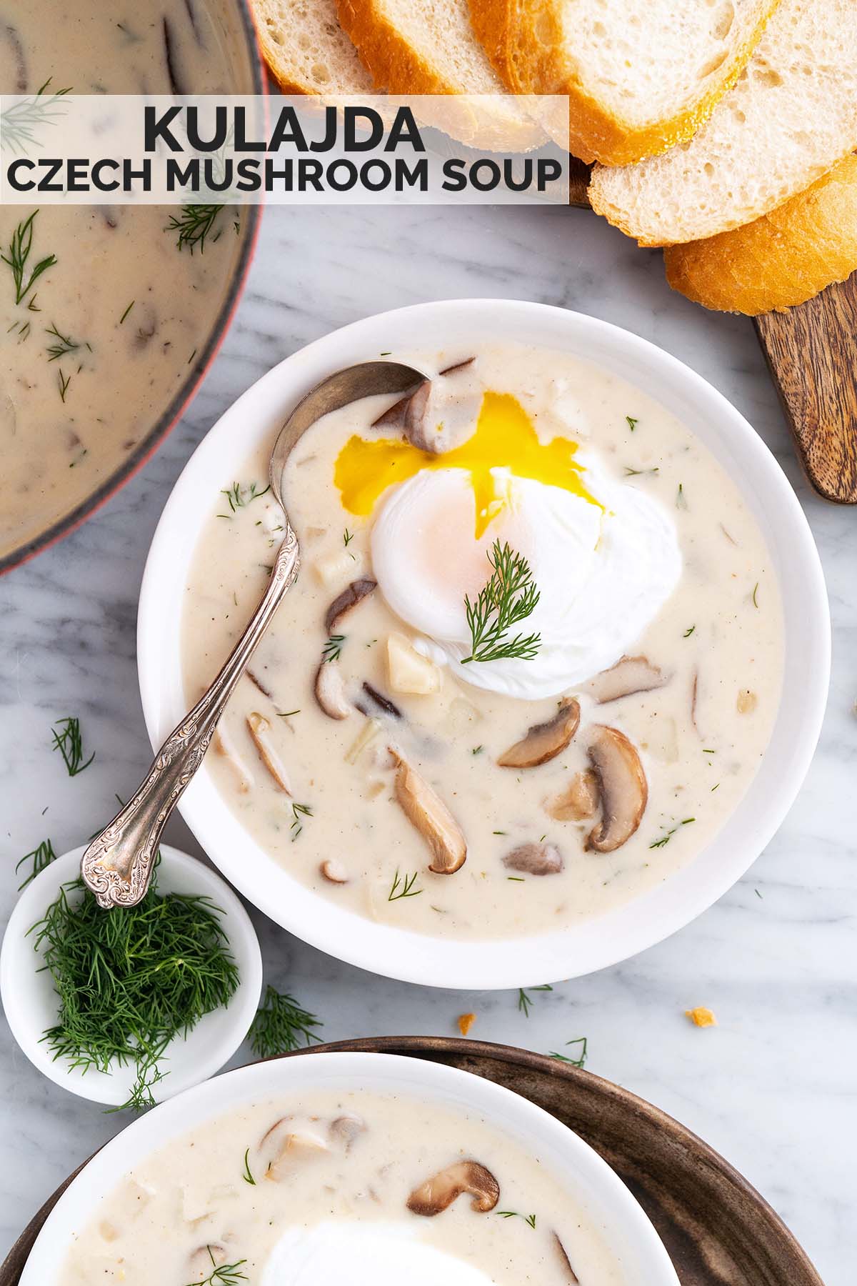 Kulajda South Bohemian Creamy Dill and Porcini Soup with Poached Egg