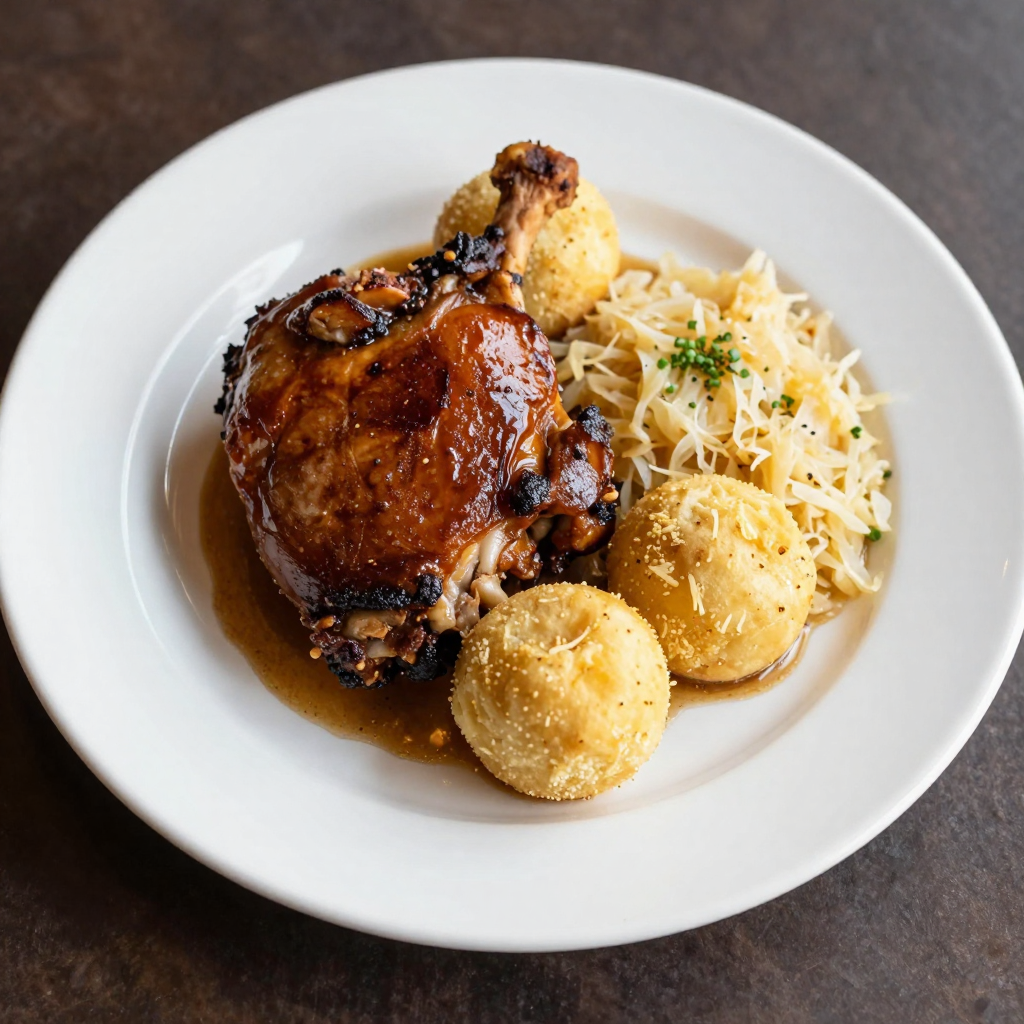 Vepřo Knedlo Zelo Roast Pork with Sauerkraut and Bread Dumplings