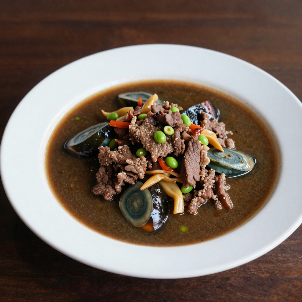 Or Lam Luang Prabang Stew with Sakhan, Smoked Beef and Pea Eggplant