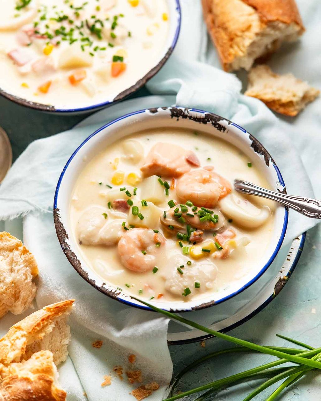 Seafood Chowder with Leeks and Langoustine
