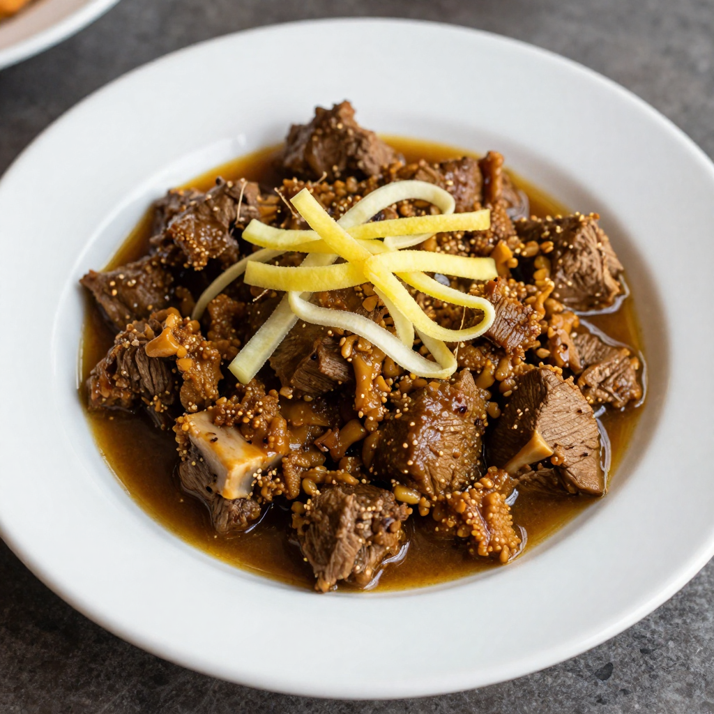 Lahori Beef Nihari with Bone Marrow and Ginger Julienne