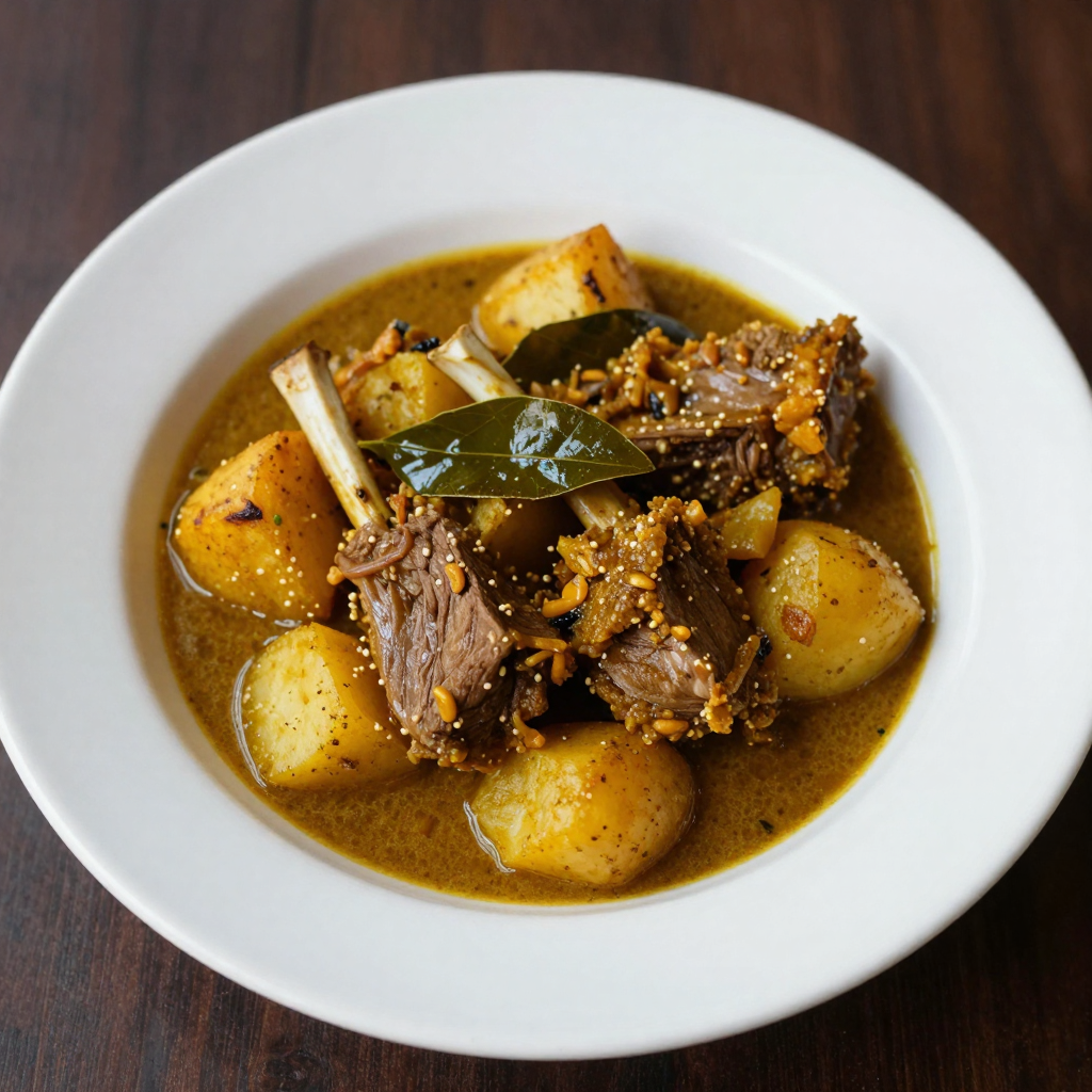 Durban Lamb Curry with Masala, Potatoes and Curry Leaves