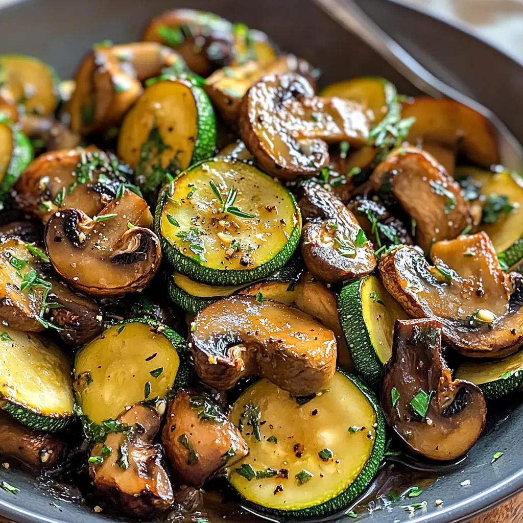 Sautéed Zucchini and Mushrooms with Garlic Thyme