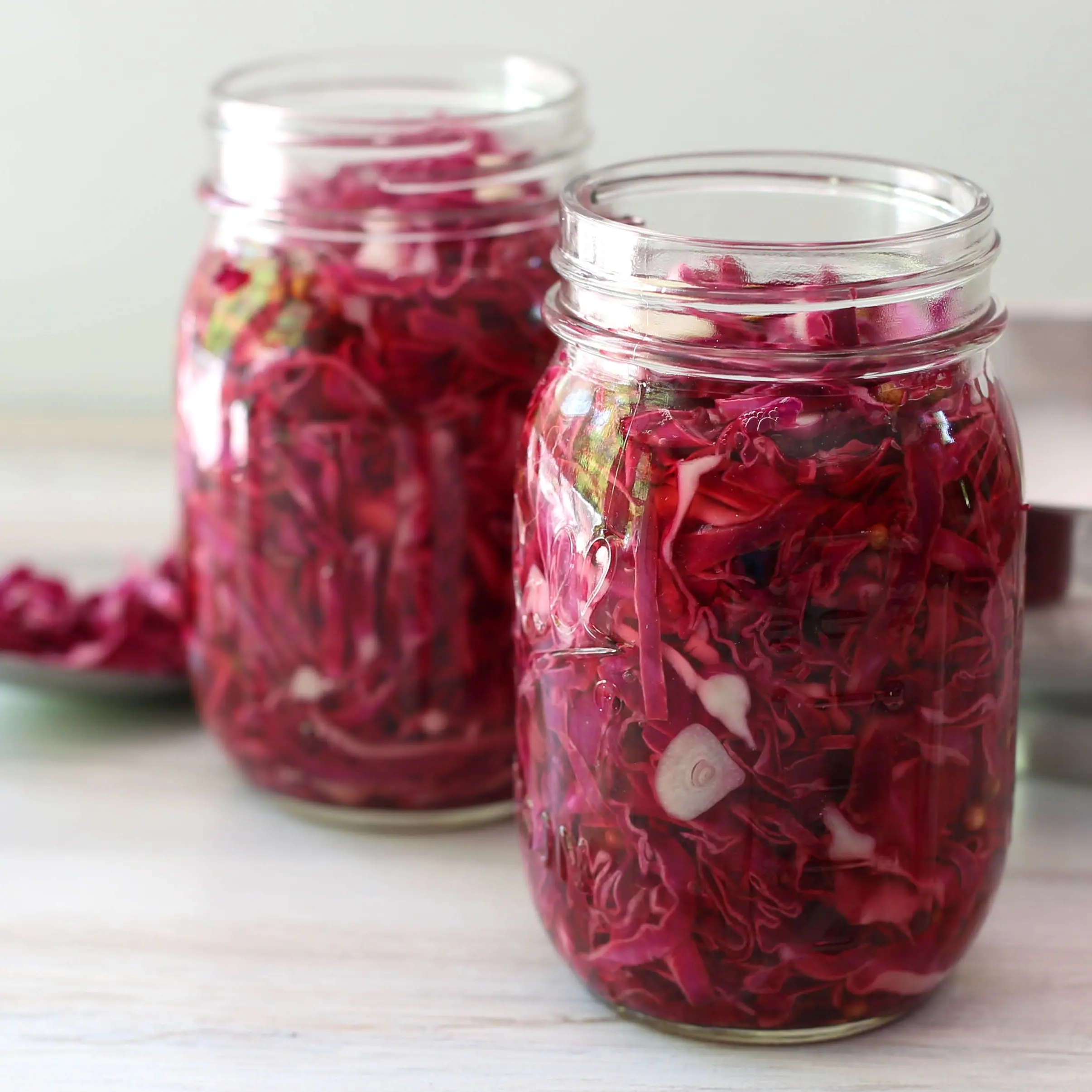 Half-Smoke with Quick Pickled Cabbage and Onion Relish