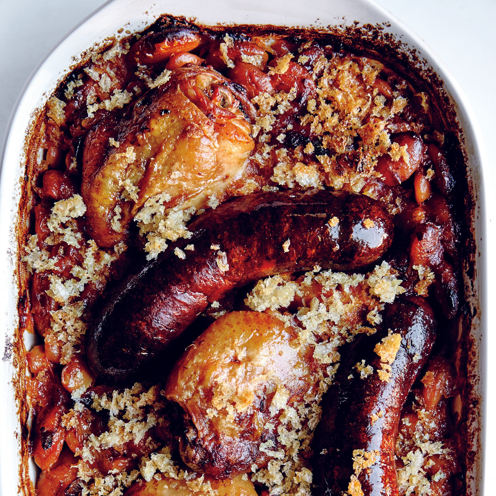One-Pot Chicken Thigh Cassoulet with Smoked Sausage