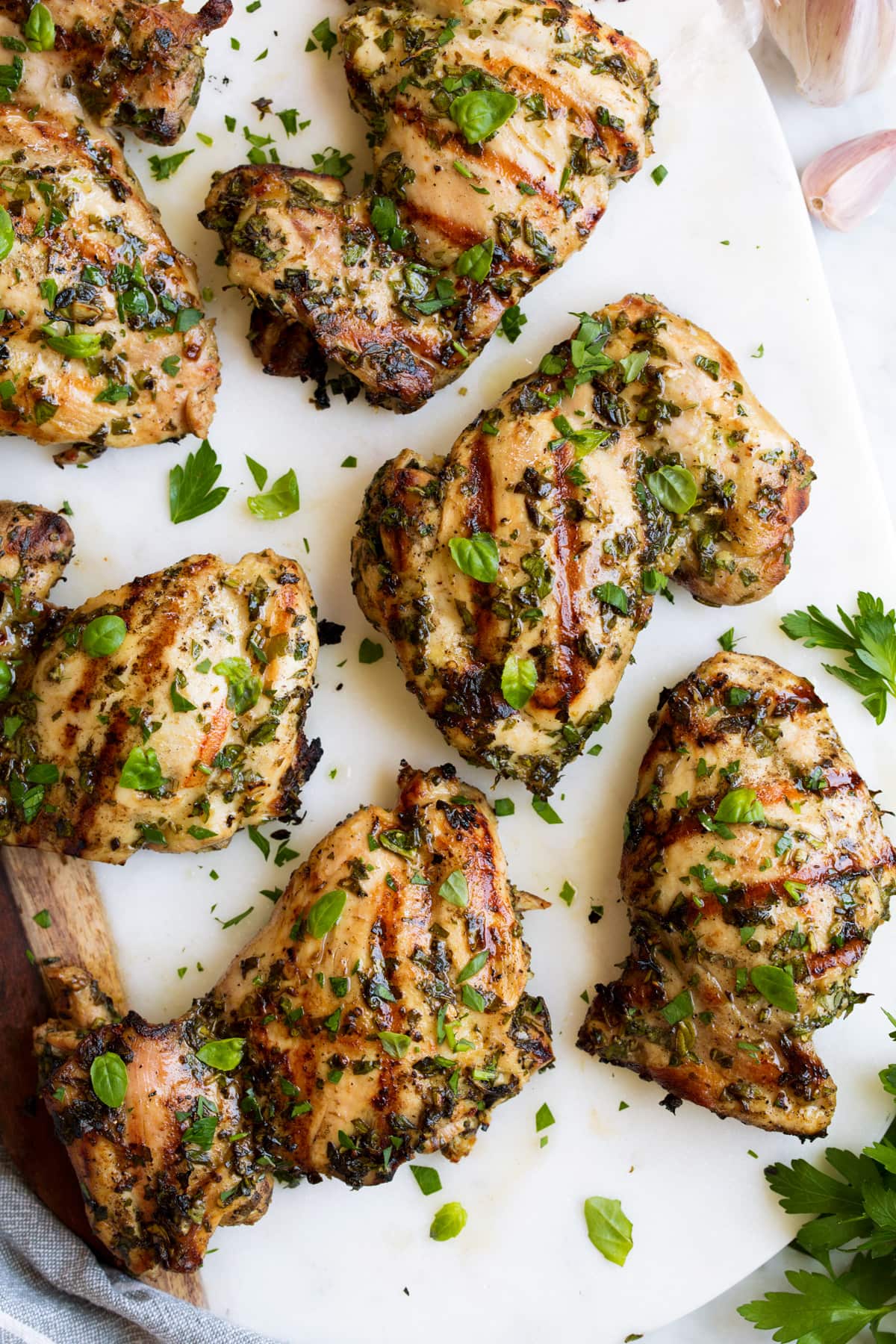 Grilled Lemon-Garlic Chicken Thighs with Fresh Herb Chimichurri