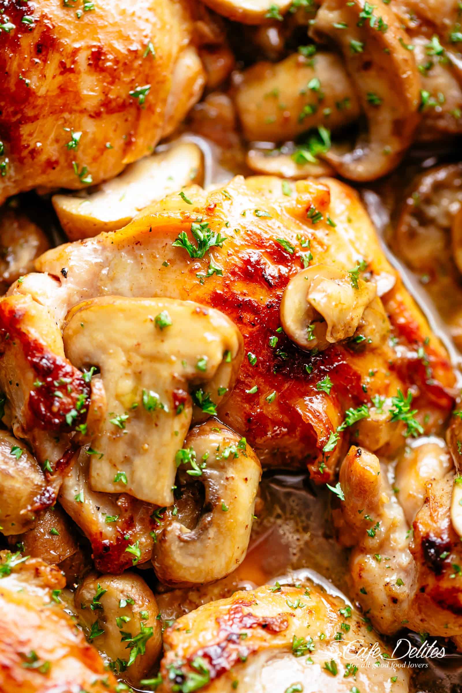 Pan-Seared Chicken Thighs with Mushroom and Thyme Pan Sauce