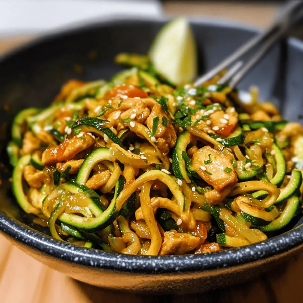 Zucchini Noodle Stir-Fry with Ginger and Mushrooms