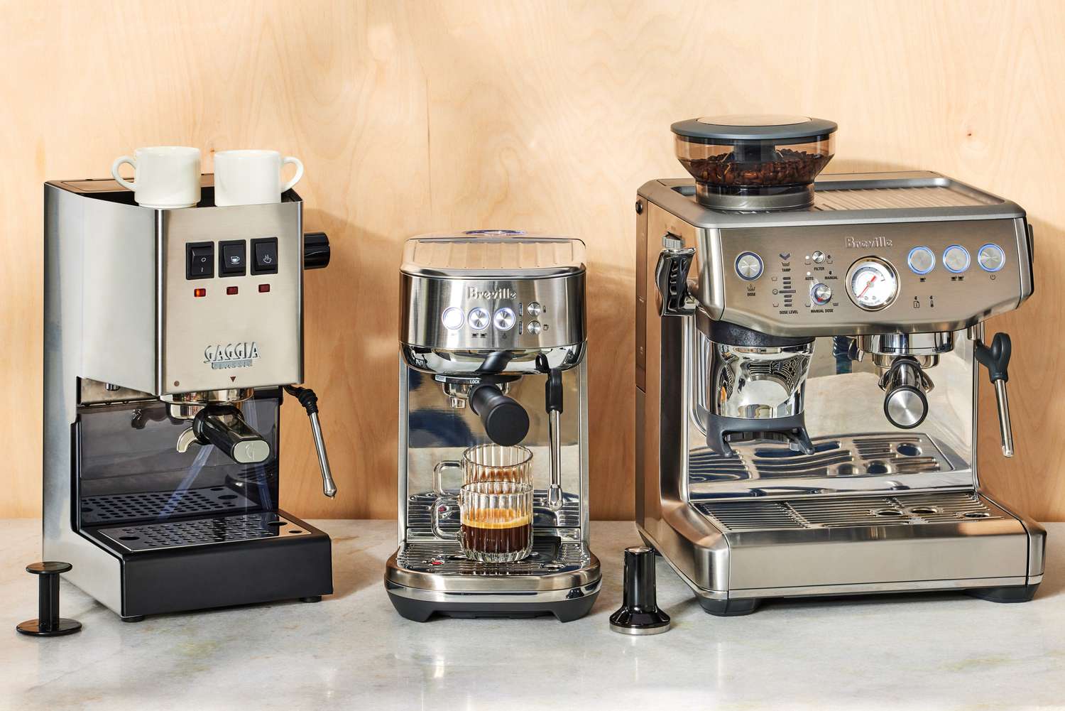 Three espresso machines